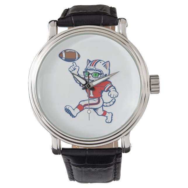Funny Cat Football Player Watch (Front)