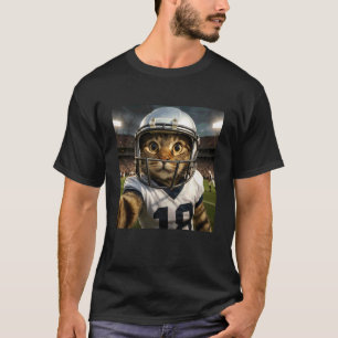 Funny Cat Football Sports Portrait Meme T-Shirt