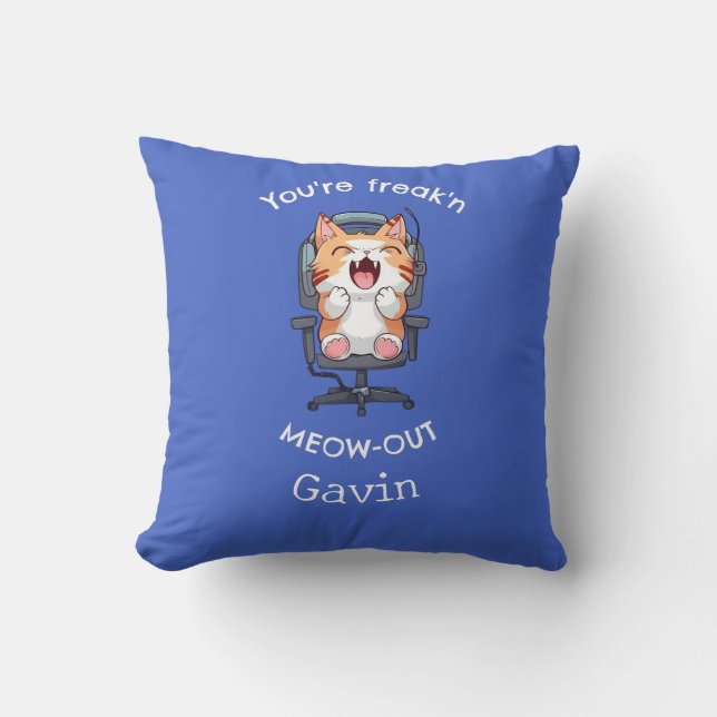 Funny Cat Freak'n Meow Out Cushion (Front)