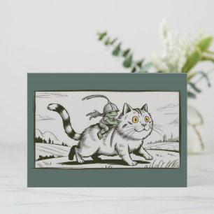 Funny Cat Frog Meme Mediaeval Vintage  Invitation