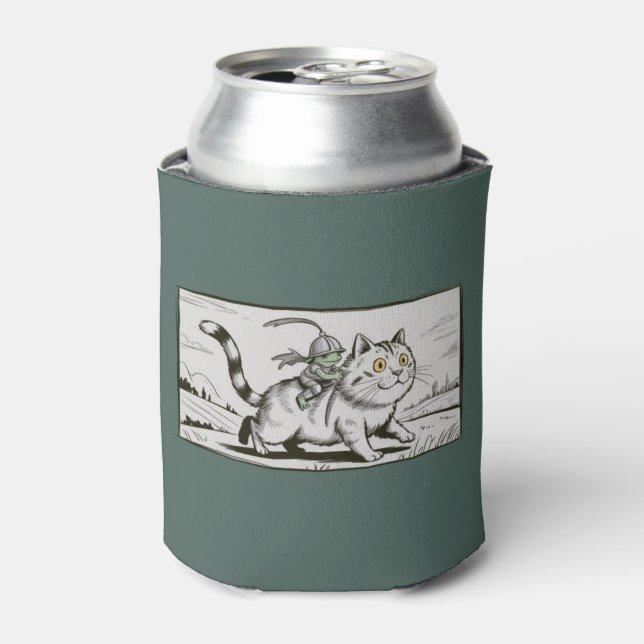 Funny Cat Frog Meme Medieval Vintage  Can Cooler (Can Front)