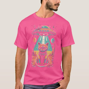 Funny Cat Galaxy Ca Spaceship Alien Cat Ufo T-Shirt
