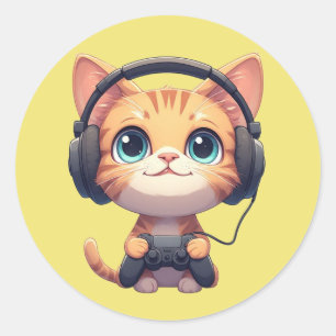 Funny Cat Gamer– Gift for Cat Lovers & Gamers Classic Round Sticker