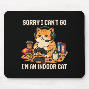 Funny Cat Gamer Indoor Introvert Lazy Humour Pixel Mouse Pad