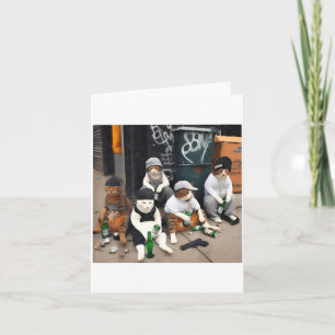 Funny Cat Gang Vintage Cat Meme Sarcastic Men Wome Card