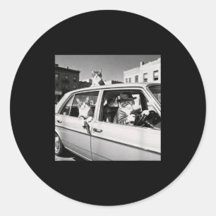 Funny Cat Gang Vintage Cool Feline Design Retro  Classic Round Sticker