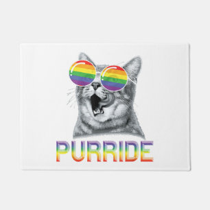 Funny Cat Gay Pride Rainbow Sunglasses LGBTQ Doormat