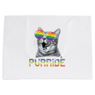 Funny Cat Gay Pride Rainbow Sunglasses LGBTQ  Large Gift Bag