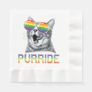 Funny Cat Gay Pride Rainbow Sunglasses LGBTQ  Napkin