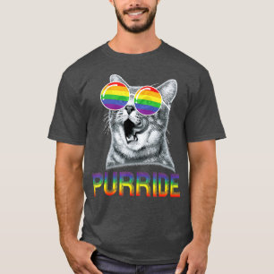 Funny Cat Gay Pride Rainbow Sunglasses LGBTQ T-Shirt