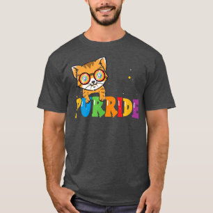 Funny Cat Gay Pride Rainbow Sunglasses LGBTQ  T-Shirt