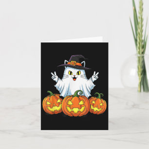 Funny Cat Ghost Pumpkin Boo Halloween Kids Mens Wo Card