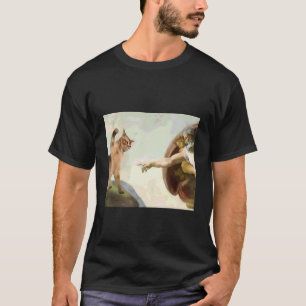 Funny Cat God Creation of Adam Jesus Gen Z Meme Gi T-Shirt