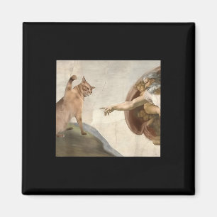 Funny Cat God Creation Of Adam Meme Jesus  Magnet