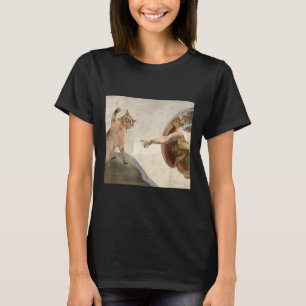 Funny Cat God Creation Of Adam Meme Jesus T-Shirt