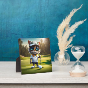 Funny Cat Golf Player, Plaque