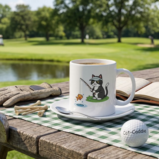Funny Cat Golfer Fishing Water Hazard Coffee Mug (Creator Uploaded)