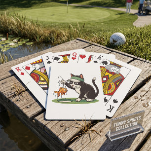 Funny Cat Golfer Fishing Water Hazard Playing Cards