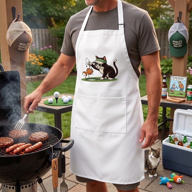 Funny Cat Golfer Fishing Water Hazard Standard Apron (Creator Uploaded)