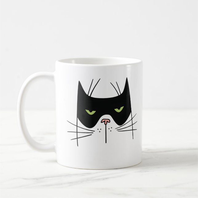 Funny Cat Good Morning Wake Up Quote Coffee Mug (Left)