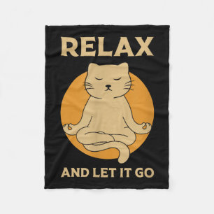 Funny Cat Graphic Yoga Zen Meditation Fleece Blanket