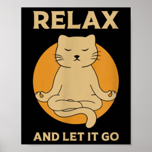 Funny Cat Graphic Yoga Zen Meditation  Poster