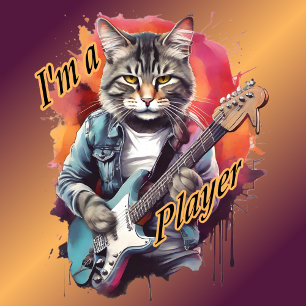 Funny Cat Guitar I'm a Player T-Shirt