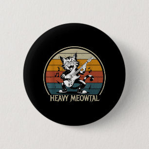 Funny Cat Guitar Shirt - Jamming Rock Cat Playing 6 Cm Round Badge