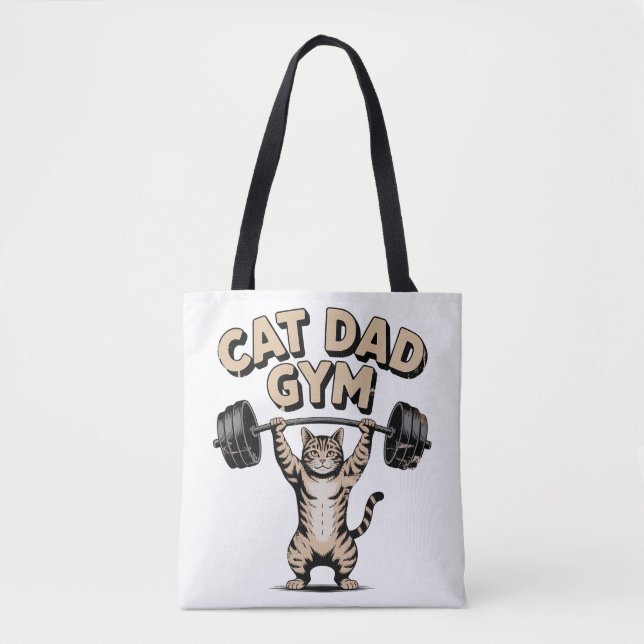Funny Cat Gym for Dad Tote Bag (Front)