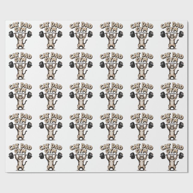 Funny Cat Gym for Dad Wrapping Paper (Flat)