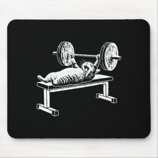 Funny Cat Gym Workout Bench Press Cat Meme Mouse Pad