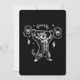 Funny Cat Gym Workout Hilarious Feline Weightlifti Invitation