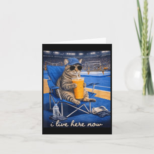 Funny Cat Gymnastic I Live Here Now Card