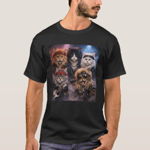 Funny Cat Hair Band Retro Music Lover 80s & 90s Ro T-Shirt
