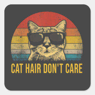 Funny Cat Hair Don't Care for Cat Lovers Square Sticker