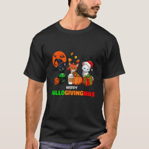 Funny Cat Hallogivingmas Halloween Thanksgiving Ch T-Shirt
