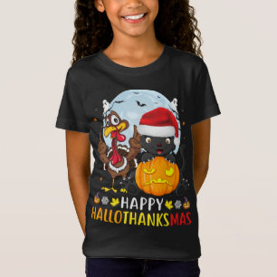 Funny Cat Halloween And Merry Christmas Happy Hall T-Shirt