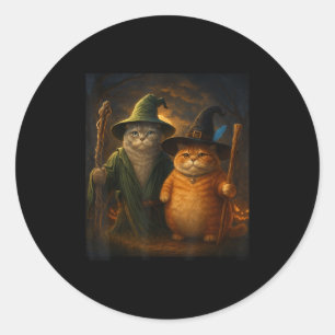 Funny Cat Halloween Cat Meme Wizard Cat Weird Cute Classic Round Sticker