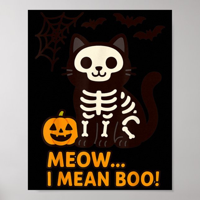 Funny Cat Halloween Costume Meow I Mean Boo Men Wo Poster (Front)