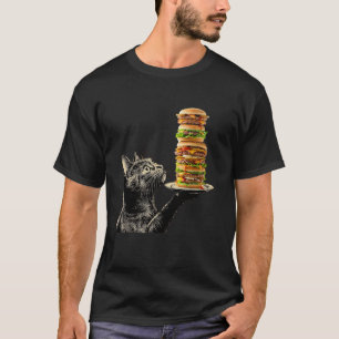 Funny Cat Hamburgers Kitten Meow Paws Purr Cat Mum T-Shirt