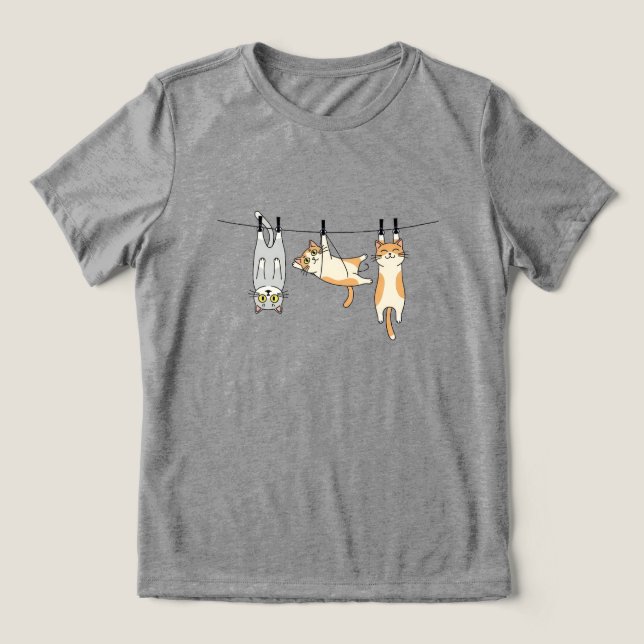 Funny Cat Hanging Tri-Blend Shirt (Design Front)