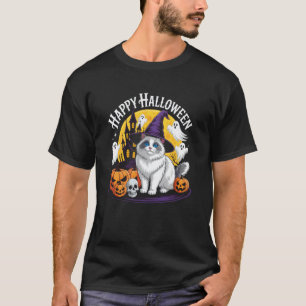 Funny Cat Happy Halloween Ragdoll Creepy Ghost Tri T-Shirt