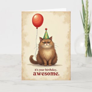 Funny Cat Hat Birthday Card