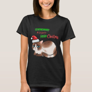 Funny Cat Have Yourself a Grumpy Little Christmas T-Shirt