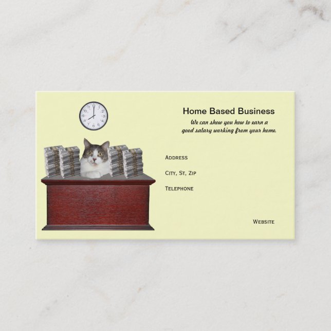 Funny Cat Home Based Business Card (Front)
