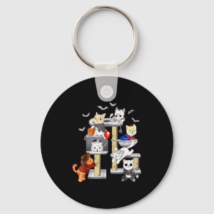 Funny Cat Horror Movies Cute Halloween Cat Lovers Key Ring