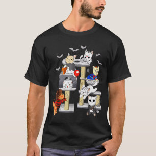 Funny Cat Horror Movies Cute Halloween Cat Lovers T-Shirt