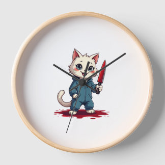 Funny Cat Horror Movies Cute Halloween For Cat Kit Clock