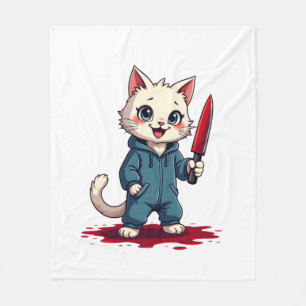Funny Cat Horror Movies Cute Halloween For Cat Kit Fleece Blanket