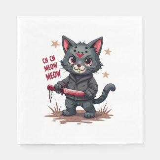 Funny Cat Horror Movies Cute Halloween for Cat Kit Napkin